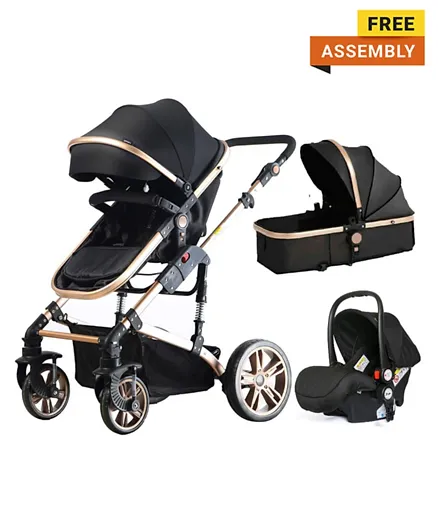 Teknum 3 in 1 Pram Stroller Story + Infant Car Seat - Black