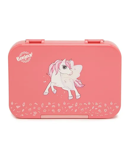 Bonjour Unicorn Snax 6/4 Compartment Mini Lunchbox - Pink