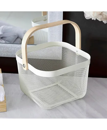 HomeBox Storage Basket with Wooden Handle