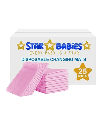 Star Babies Disposable Changing Mats Large Pink - Pack of 25