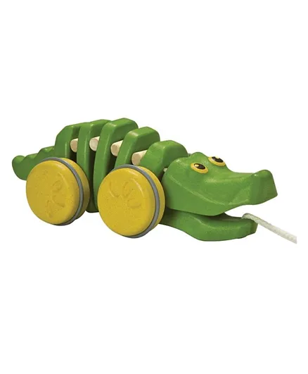 Plan Toys Dancing Alligator Wooden Pull Along Toy - Green