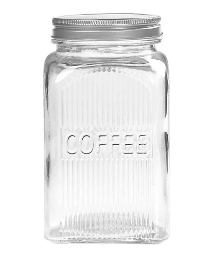 تالا - برطمان قهوة زجاجي مضلع بغطاء معدني لولبي- 1.25 لتر
