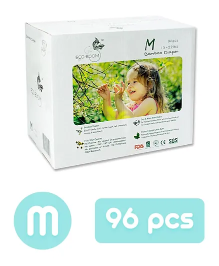 Eco Boom Baby Bamboo Biodegradable Disposable Diapers Size 3 - 96 Pieces