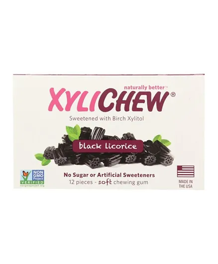 Xylichew Black Licorice Chewing Gum - Pack of 12