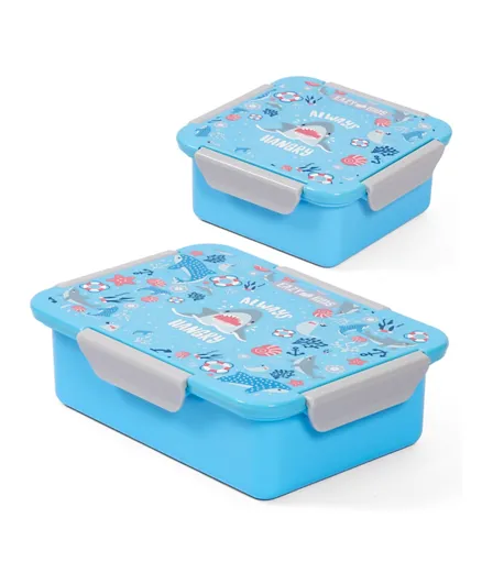 Eazy Kids Lunch Box Set Shark Blue - 2 Pieces