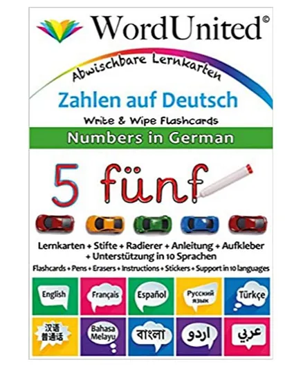 Word United Numbers In German- Write & Wipe Flash Cards- 58 Pages