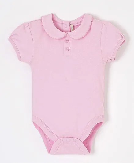 JoJo Maman Bebe Peter Pan Neck Bodysuit - Pink