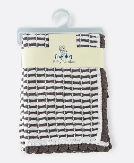 تيني هاغ - بطانية قطنية للأطفال - أبيض/بني