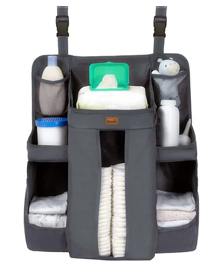 Moon Crib Organizer & Baby Diaper Caddy Portable Multi Storage Organizer - Dark Grey