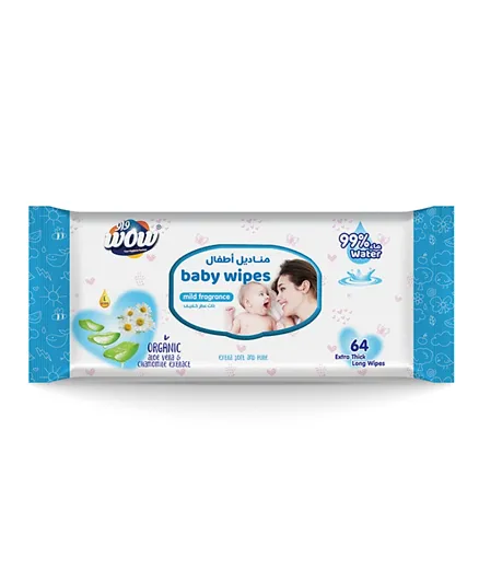 Wow Mild Fragrance Baby Wipes - 64 Pieces