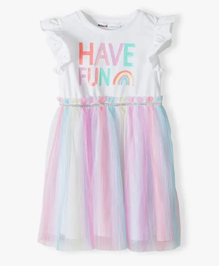 Minoti Have Fun Graphic Tulle & Jersey Dress - Multicolor