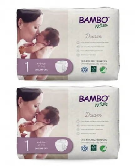 Bambo Nature Eco Friendly Diapers Size 1 Value Pack of 2 - 56 Pieces
