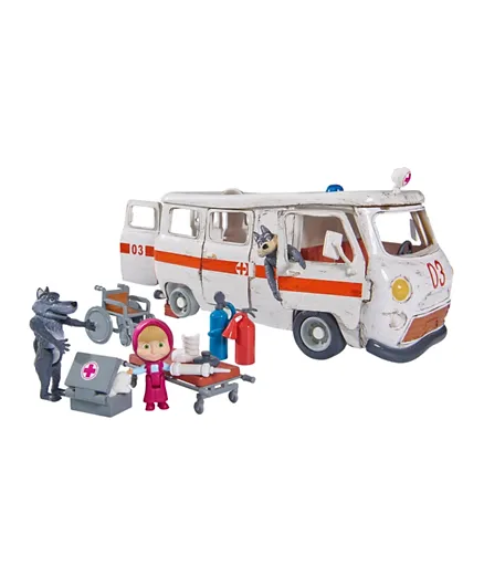 مجموعة سيارة إسعاف سيمبا ماشا - 13 قطعة