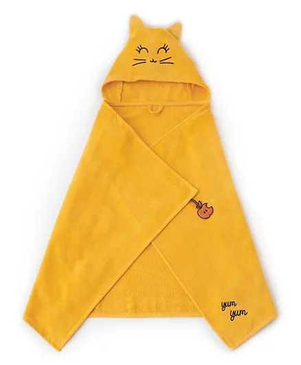 Milk&Moo Tombish Cat Velvet Hooded Baby Towel - Yellow