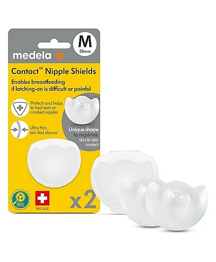 Medela Contact 100% Medical Grade Silicone Nipple Shield Pack of 2 Medium - 20 mm