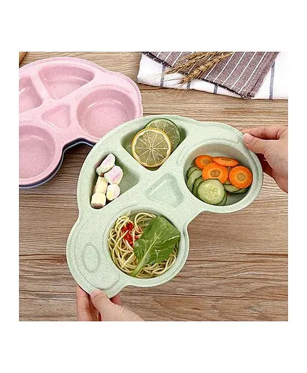 Brain Giggles Car Shape Eco-Friendly  Baby Food Plate - Green