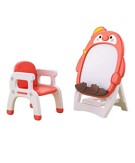 Myts Penguin Kids Writing and Drawing Board with Chair - Red