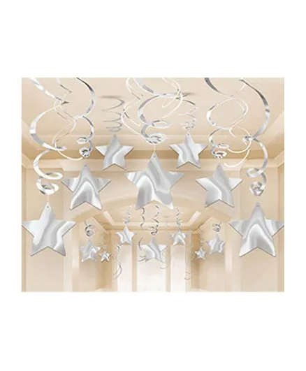 Party Center Shooting Star Swirl Decorations - Silver
