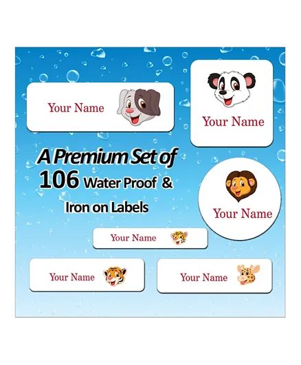 Ajooba Value Pack With Personalized Waterproof & Iron On Labels 0041 - Pack Of 106