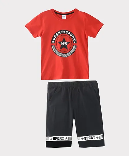 Genius Sport T-Shirt With Bermuda Set - Red