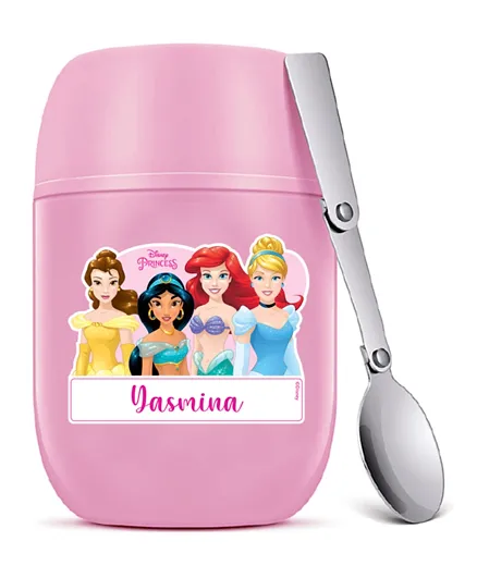 Essmak Personalised Food Thermos Disney 4  Princesses With Spoon Pink - 475mL