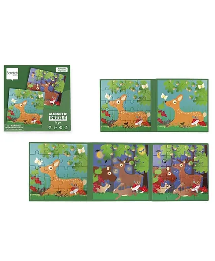 Scratch Europe Magnetic Puzzle Book To Go Forest Life Set - 20 Pieces