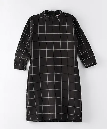 هاشكيولو فستان قصير مطبع بنقشة الكاروهات - أسود