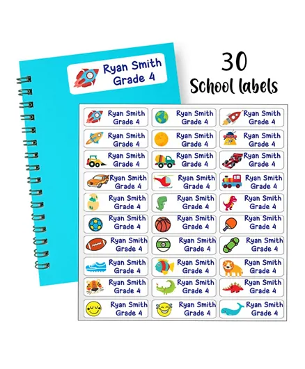 Twinkle Hands Personalized Waterproof Labels Ultimate Boys Theme - 30 Pieces