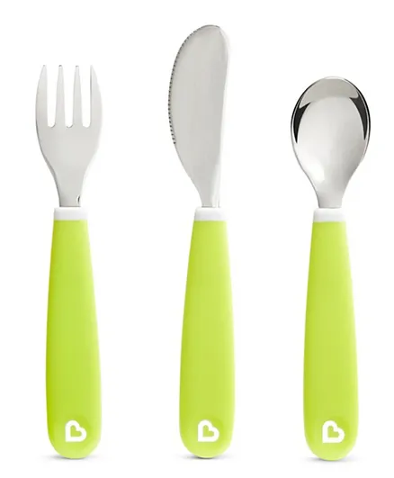 Munchkin Splash Fork Knife Spoon Green - 3 Pieces