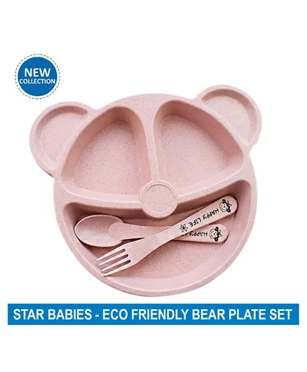 Star Babies Eco Friendly Bear Plate Set - Pink