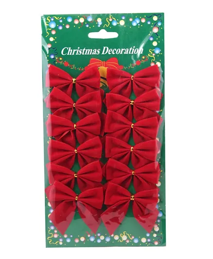 Merry Christmas Santa Bow and Clip  - Pack of 12 - Red