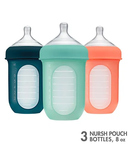 Boon Nursh Reusable Silicone Pouch Feeding Bottles Pack of 3 - 236 ml