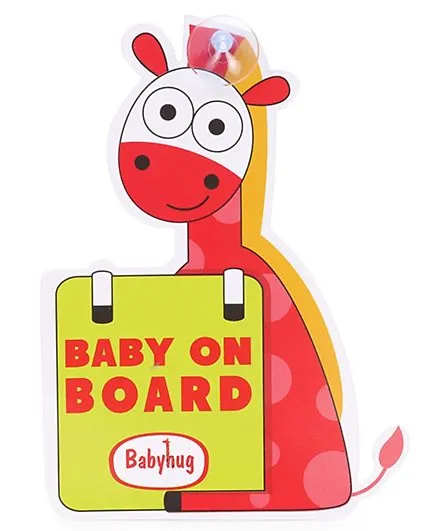 Babyhug Baby On Board Sign Giraffe - Red