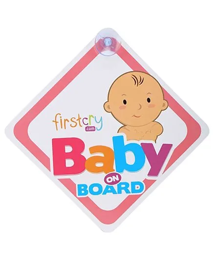 Firstcry Baby On Board Sign With Suction Cup - Pink