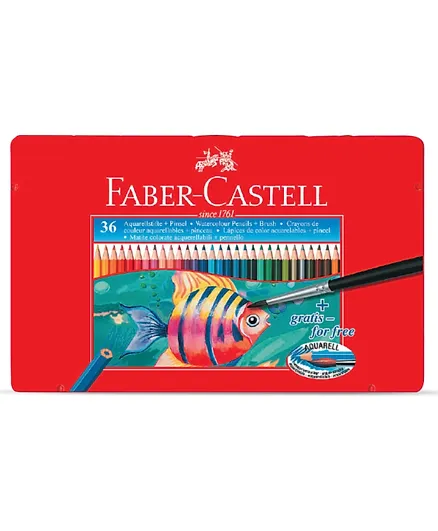 Faber Castell Water Colours Pencils with Paint Brush - 36 Pieces