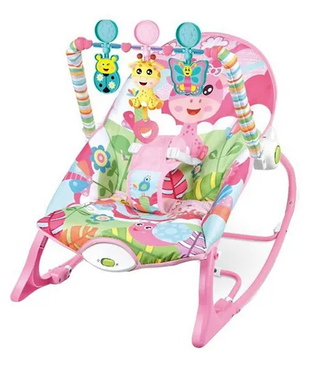 كرسي هزاز للرضع حتى الأطفال الصغار من فاكتوري برايس بتصميم القطة - وردي