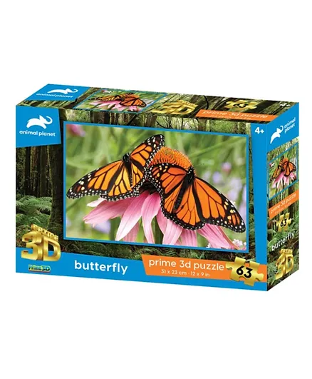 Prime 3D Animal Planet Licensed Monarch Butterfly 3D Puzzle - 63 Pieces