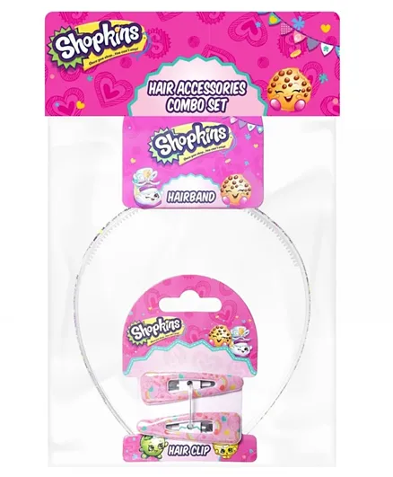 Shopkins Hair Clips and Hair Band Combo - White and Pink