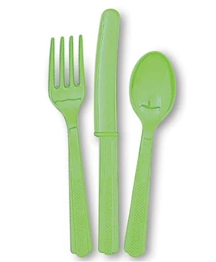 أدوات مائدة بلون أخضر ليموني من يونيك - عبوة من 18 قطعة