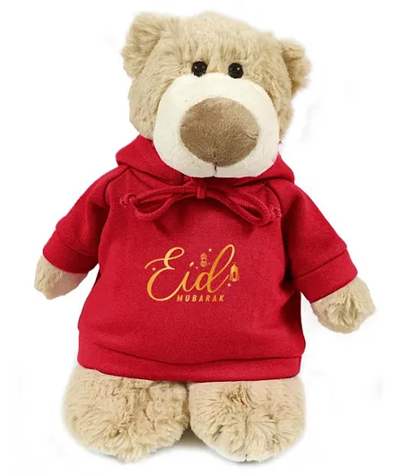 Fay Lawson Mascot Bear With Eid Mubarak Hoodie Red and Brown 28cm