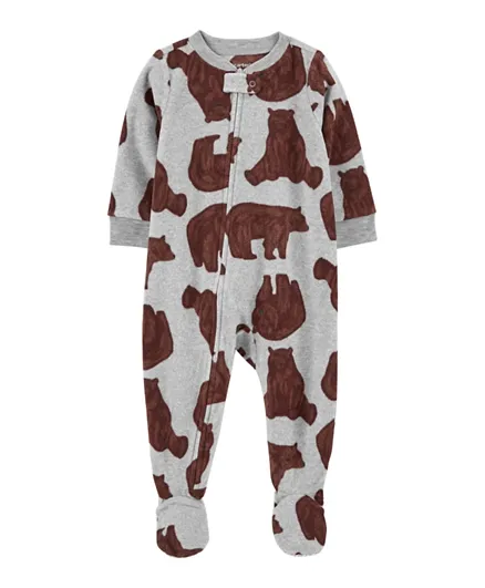 Carter's 1 Piece Bear Fleece Footie Pajamas  - Grey