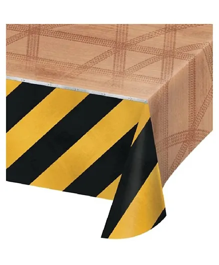 Creative Converting Big Dig Construction Plastic Table Cover- Brown