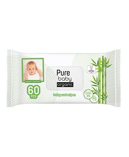 Pure Baby Wipes with No Alcohol and No Paraben - 60 Wipes