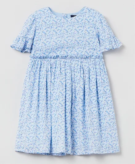 OVS Floral Ruffle Detail Dress - Blue