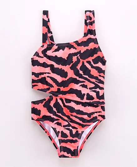 Minoti Animal Printed Cut Out Swimsuit - Pink