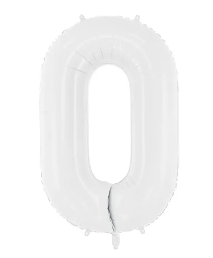 PartyDeco Number 0 Foil Balloon - White