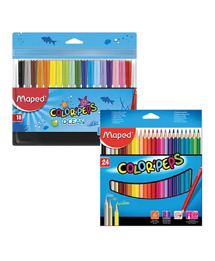 Maped Color Peps 24 Colors   Felt Pen 18 Colors