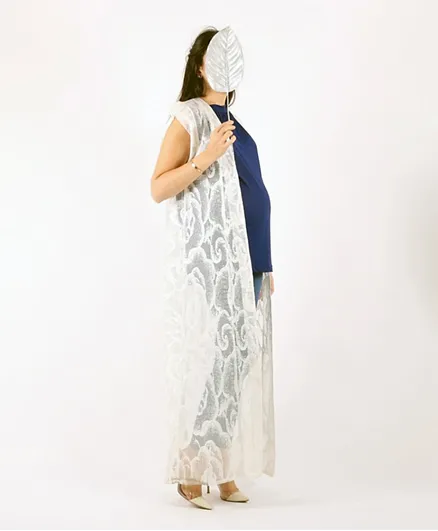 Oh9shop Embroidered Sheer Kaftan - White