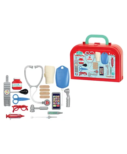 Ecoiffier Deluxe Doctor Set Red & Blue - 17 Pieces