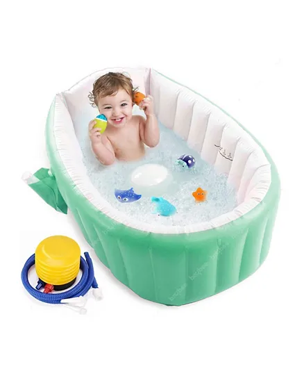 حوض استحمام للأطفال قابل للنفخ بيبي سانسا مع مضخة هواء - أخضر